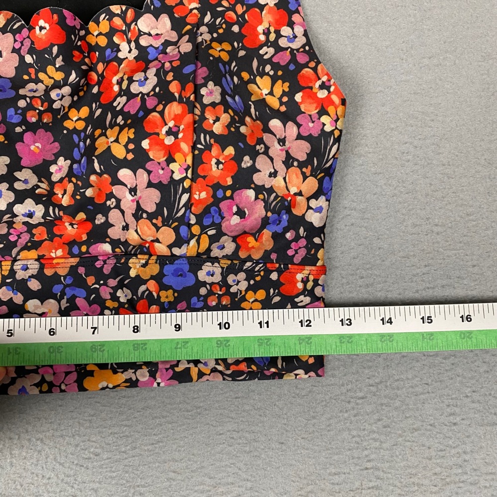 SSYS Scalloped Floral Cross Back Sports Bra Women M Black Multi - Picture 4 of 5